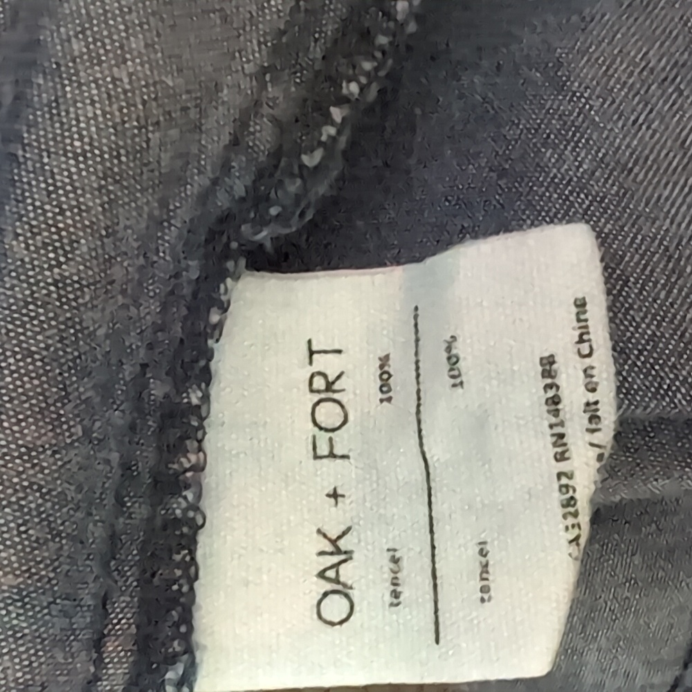 Oak +fort 100%  tencel denim chambray skirtall skirt with straps size M pockets - Picture 4 of 9